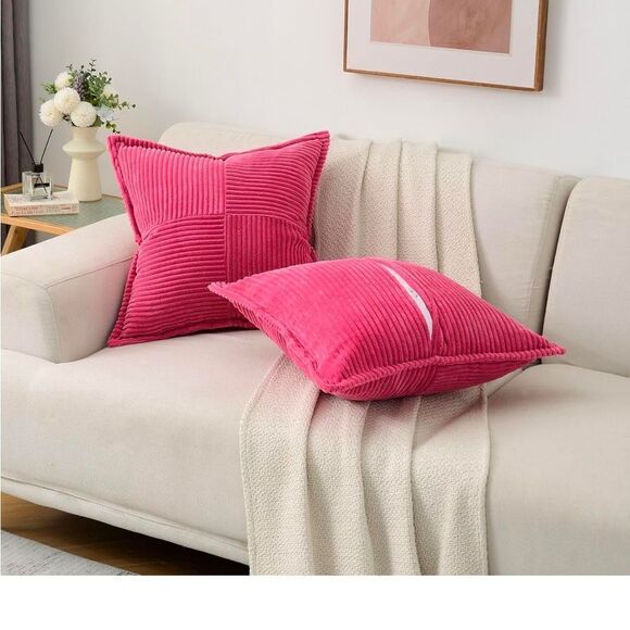 Pink Corduroy Throw Pillow Covers - Picture 4 of 4